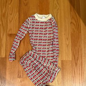Hanna Andersson Red and Cream Train Pajama Set